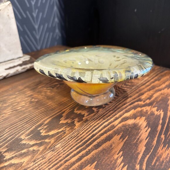 Hand-Blown Glass Trinket Dish or Jewelry Holder, Decorative Hand Blown Art Piece - Picture 2 of 11